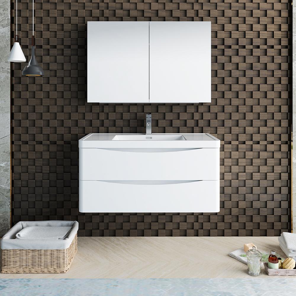 Fresca Tuscany 40" Wall Hung Modern Bathroom Vanity w/ Medicine Cabinet Vanity Fresca 