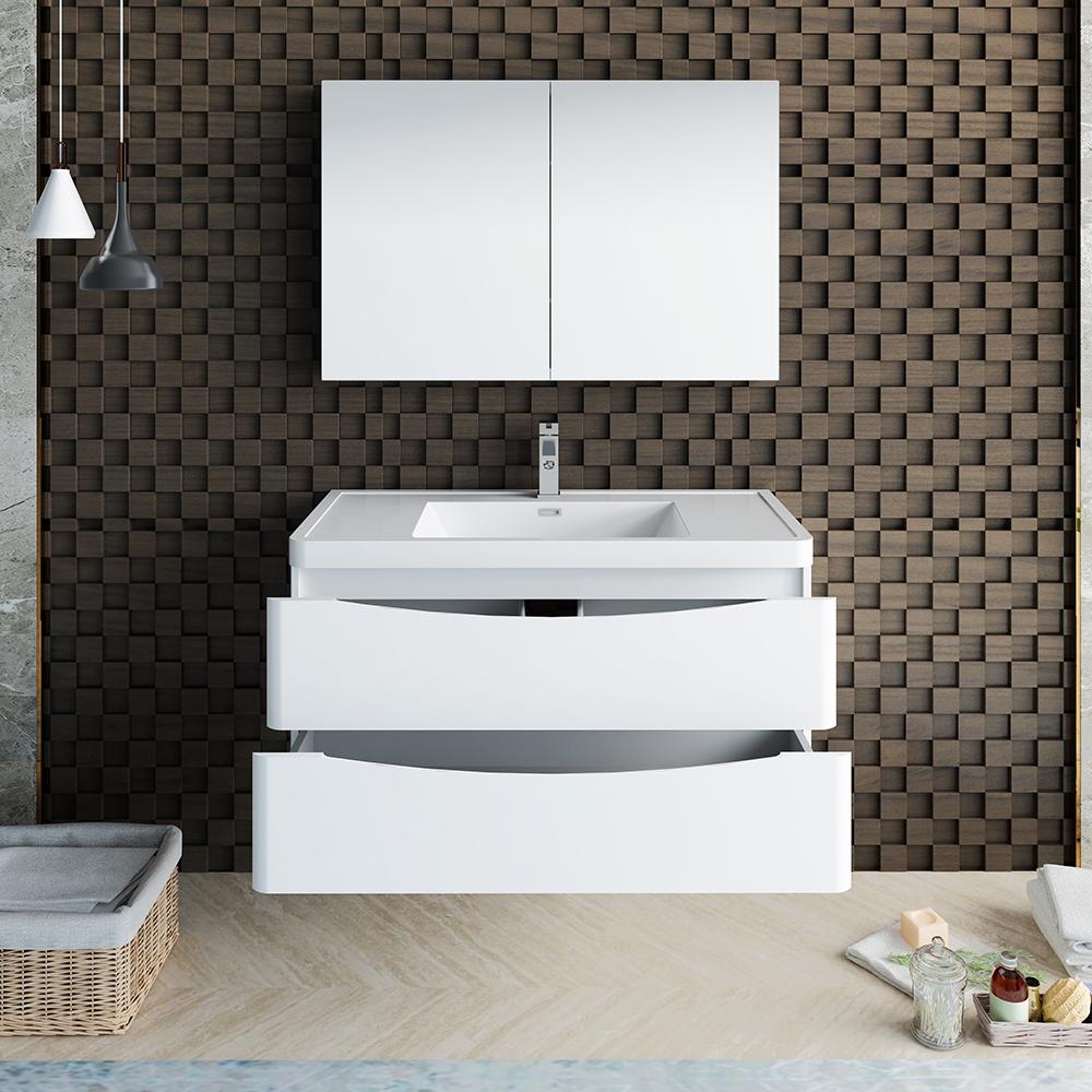 Fresca Tuscany 40" Wall Hung Modern Bathroom Vanity w/ Medicine Cabinet Vanity Fresca 