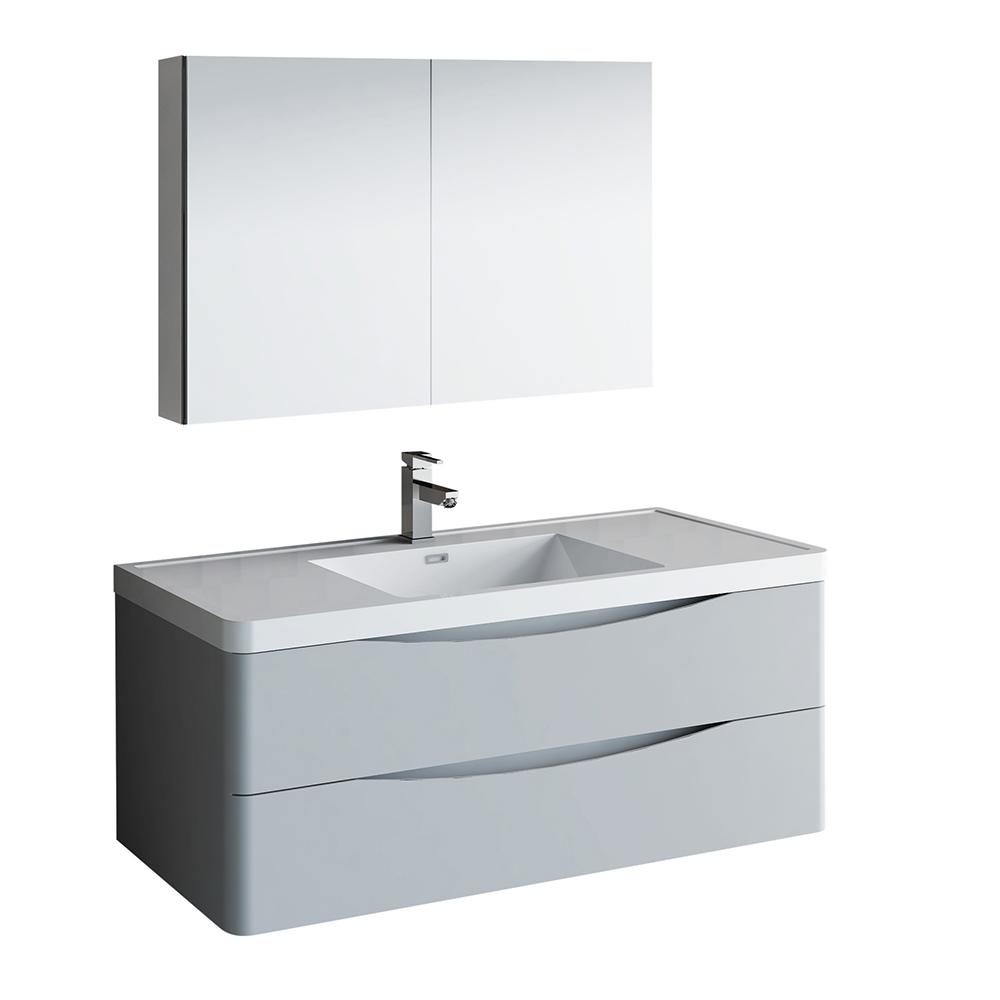 Fresca Tuscany 48" Wall Hung Modern Bathroom Vanity w/ Medicine Cabinet Vanity Fresca Glossy Gray 