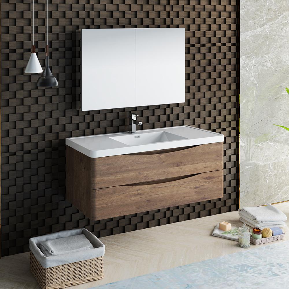 Fresca Tuscany 48" Wall Hung Modern Bathroom Vanity w/ Medicine Cabinet Vanity Fresca 