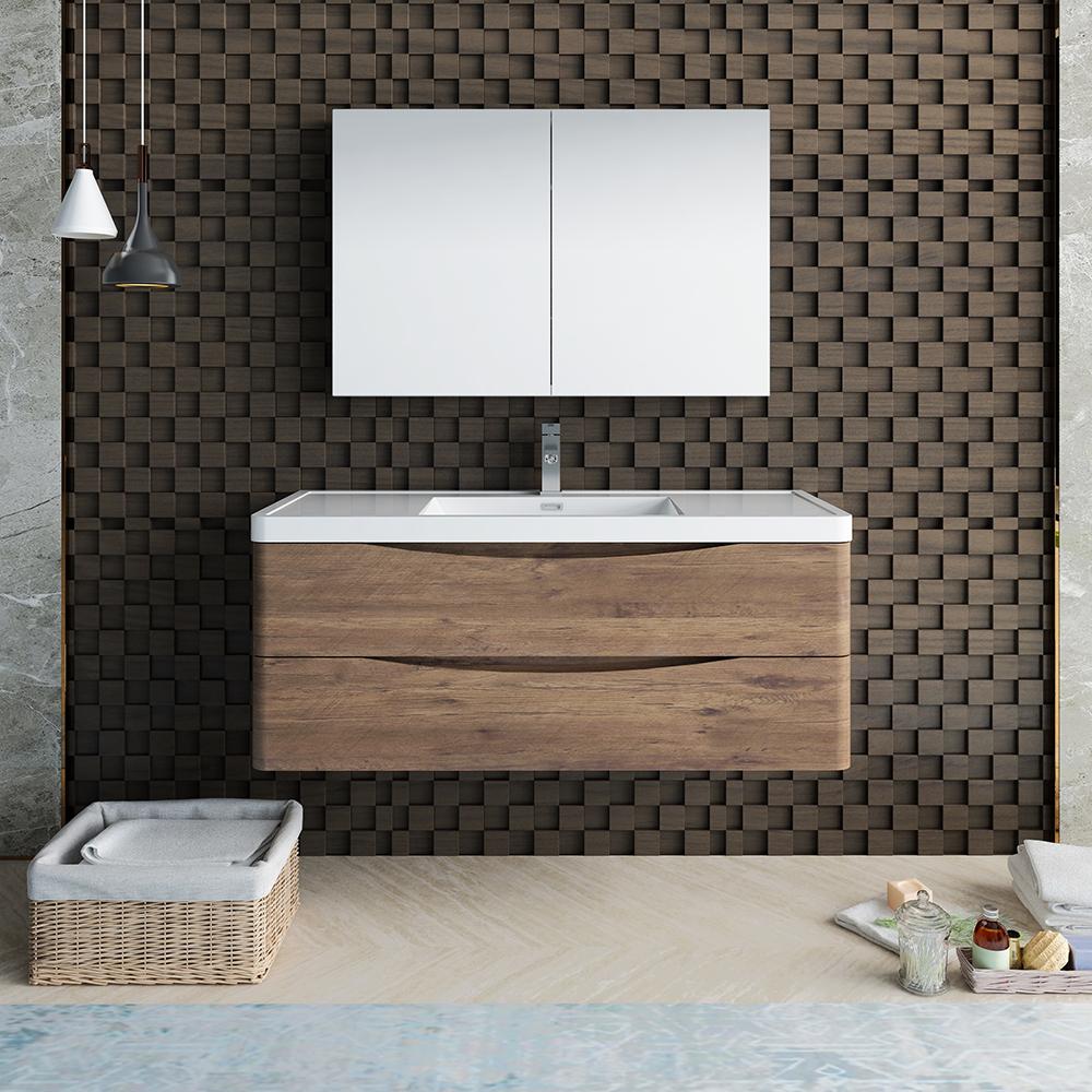 Fresca Tuscany 48" Wall Hung Modern Bathroom Vanity w/ Medicine Cabinet Vanity Fresca 
