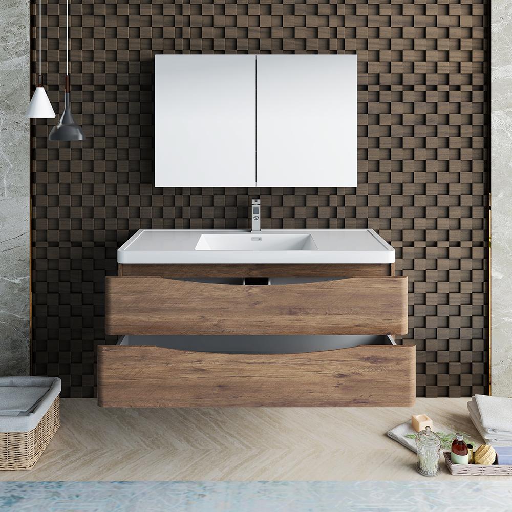 Fresca Tuscany 48" Wall Hung Modern Bathroom Vanity w/ Medicine Cabinet Vanity Fresca 