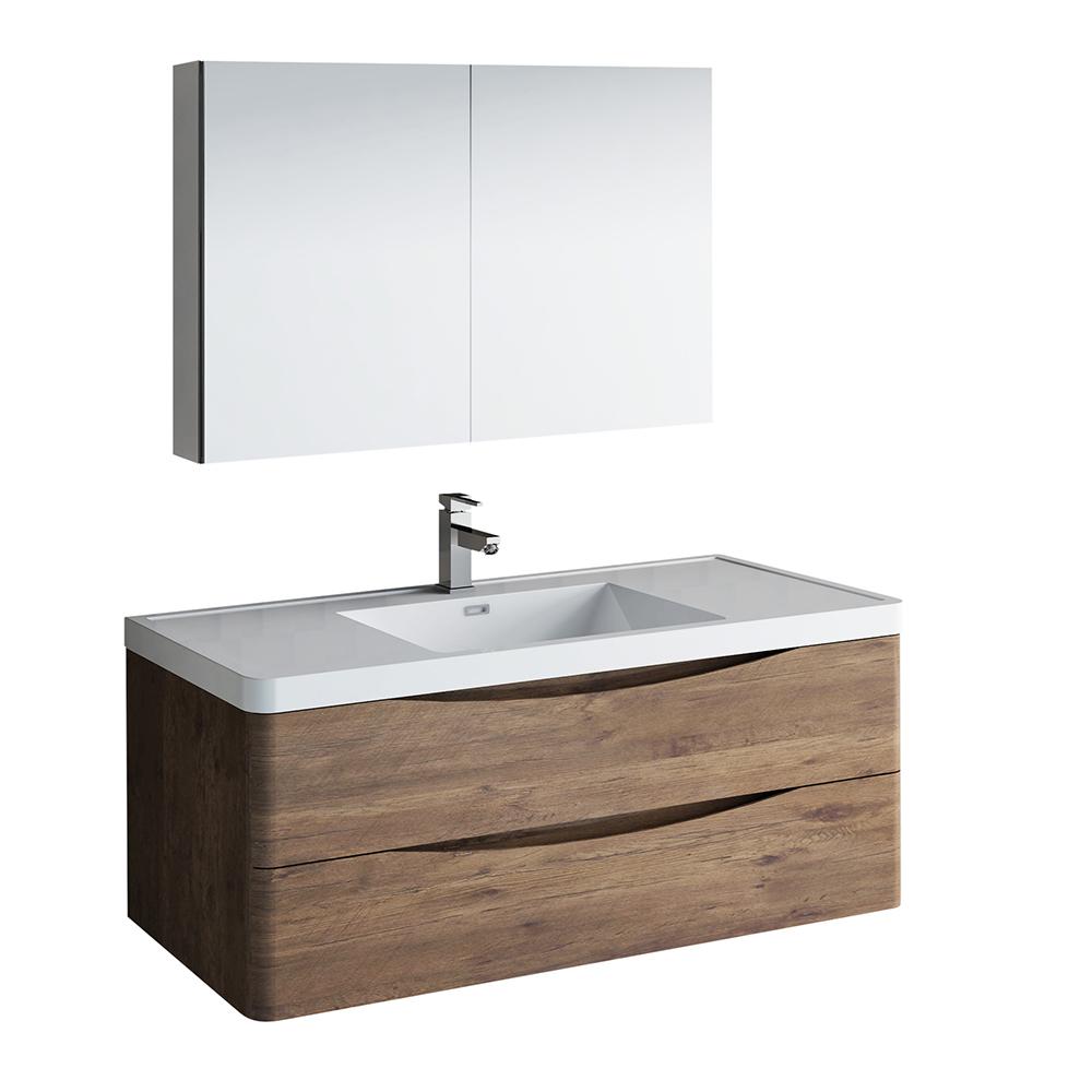 Fresca Tuscany 48" Wall Hung Modern Bathroom Vanity w/ Medicine Cabinet Vanity Fresca Rosewood 