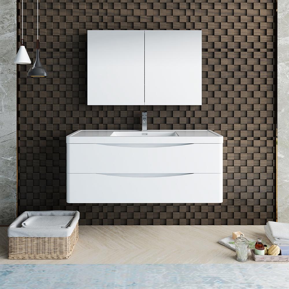 Fresca Tuscany 48" Wall Hung Modern Bathroom Vanity w/ Medicine Cabinet Vanity Fresca 