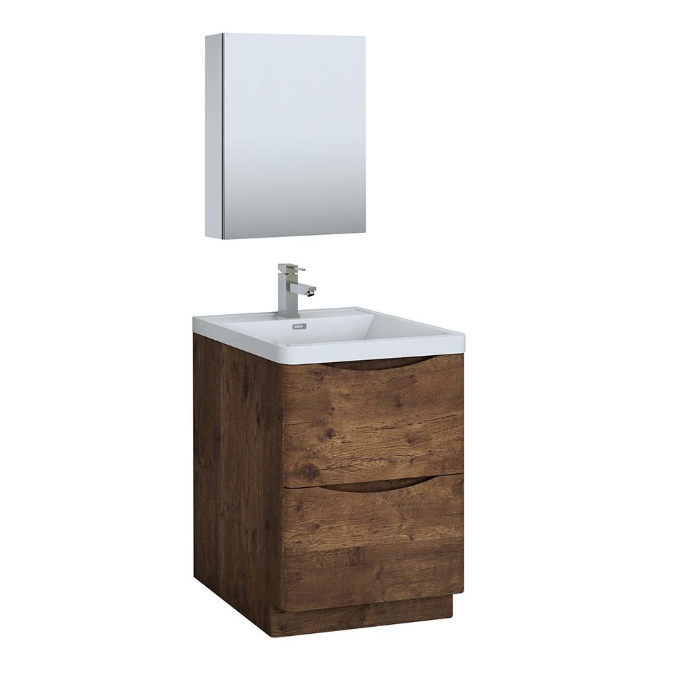 Fresca Tuscany 24" Free Standing Modern Bathroom Vanity w/ Medicine Cabinet Vanity Fresca Rosewood 