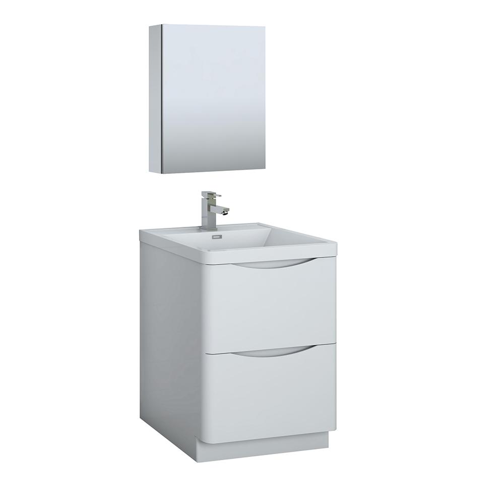 Fresca Tuscany 24" Free Standing Modern Bathroom Vanity w/ Medicine Cabinet Vanity Fresca Glossy White 