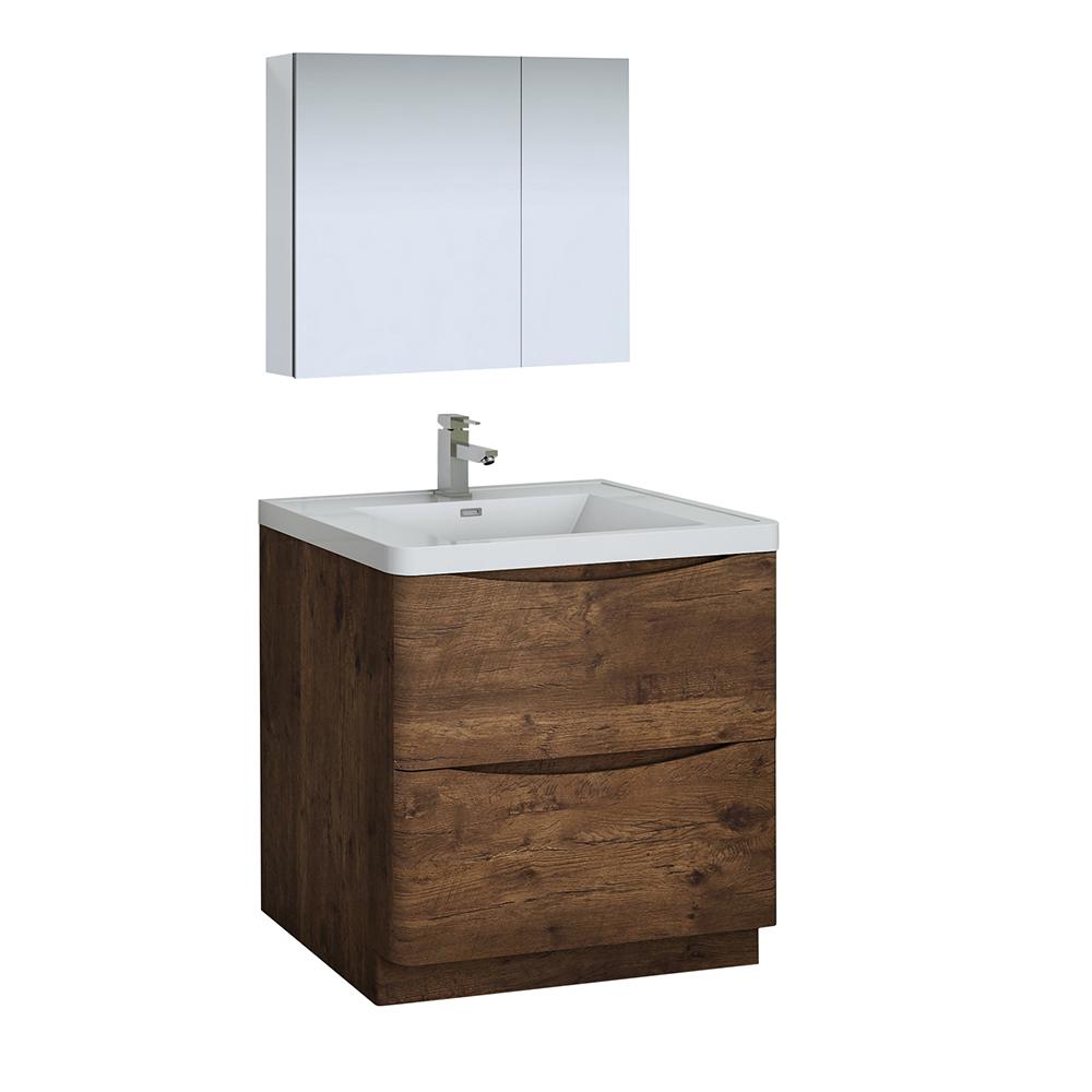 Fresca Tuscany 32" Free Standing Modern Bathroom Vanity w/ Medicine Cabinet Vanity Fresca Rosewood 