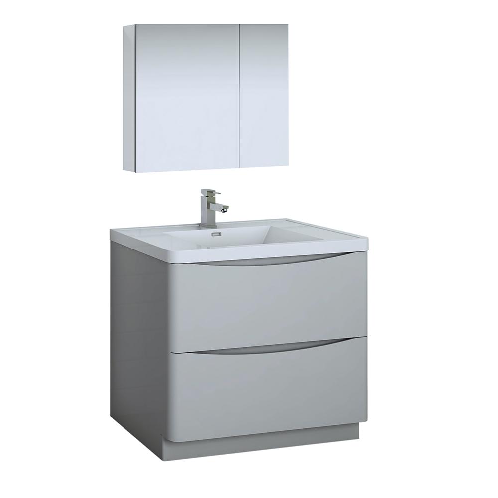 Fresca Tuscany 36" Free Standing Modern Bathroom Vanity w/ Medicine Cabinet Vanity Fresca Glossy Gray 