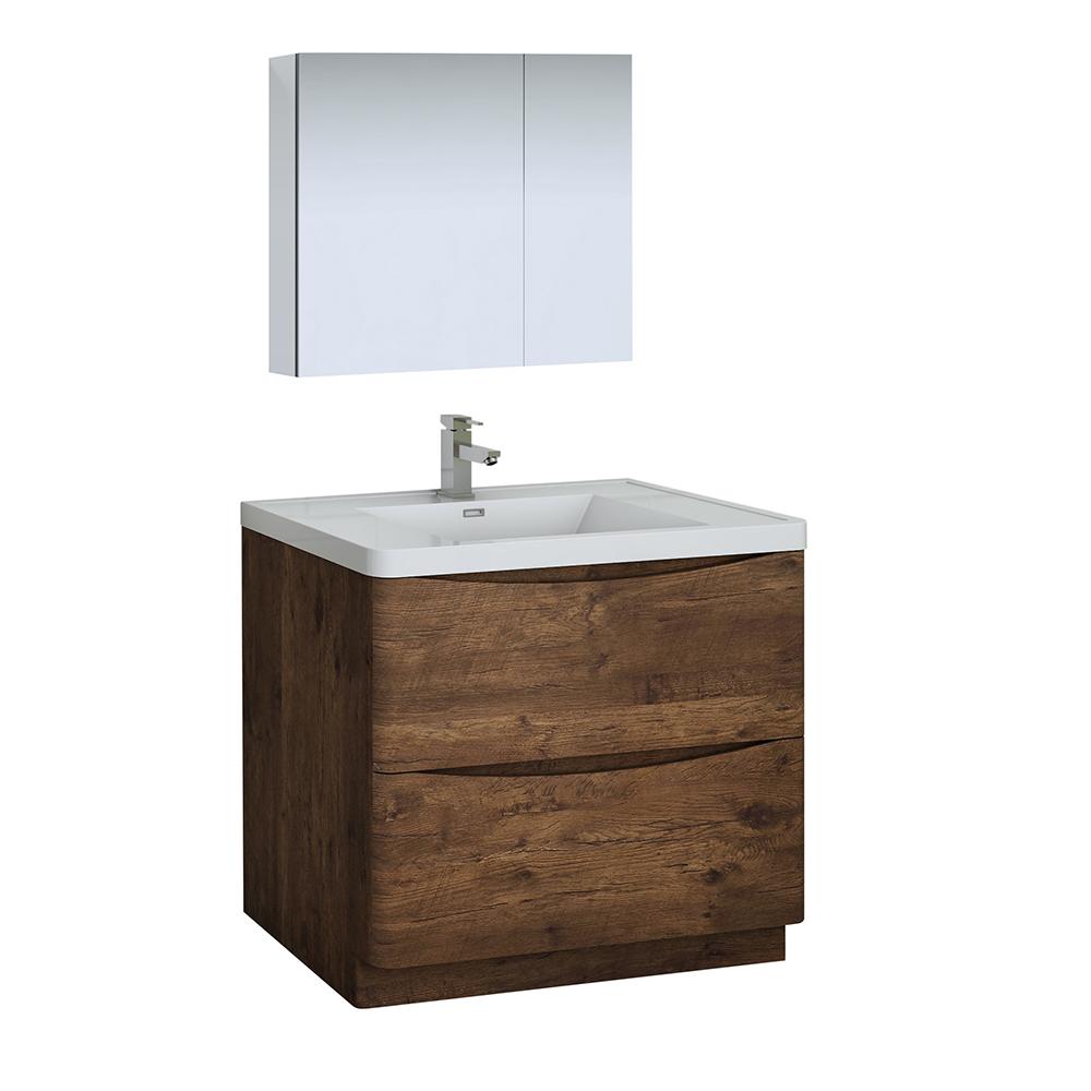 Fresca Tuscany 36" Free Standing Modern Bathroom Vanity w/ Medicine Cabinet Vanity Fresca Rosewood 
