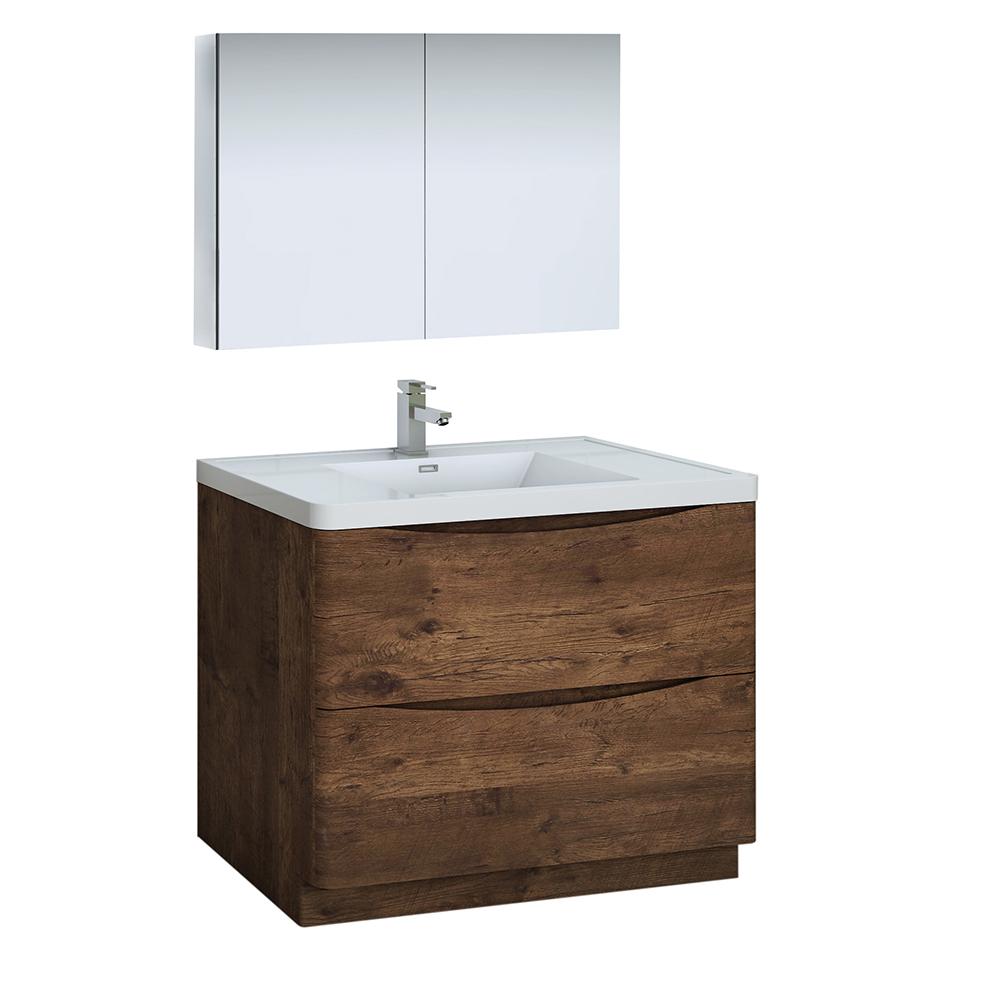 Fresca Tuscany 40" Free Standing Modern Bathroom Vanity w/ Medicine Cabinet Vanity Fresca Rosewood 