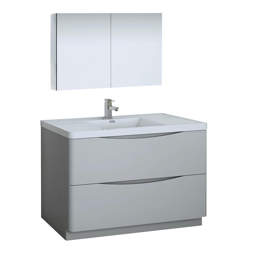Fresca Tuscany 48" Free Standing Modern Bathroom Vanity w/ Medicine Cabinet Vanity Fresca Glossy Gray 