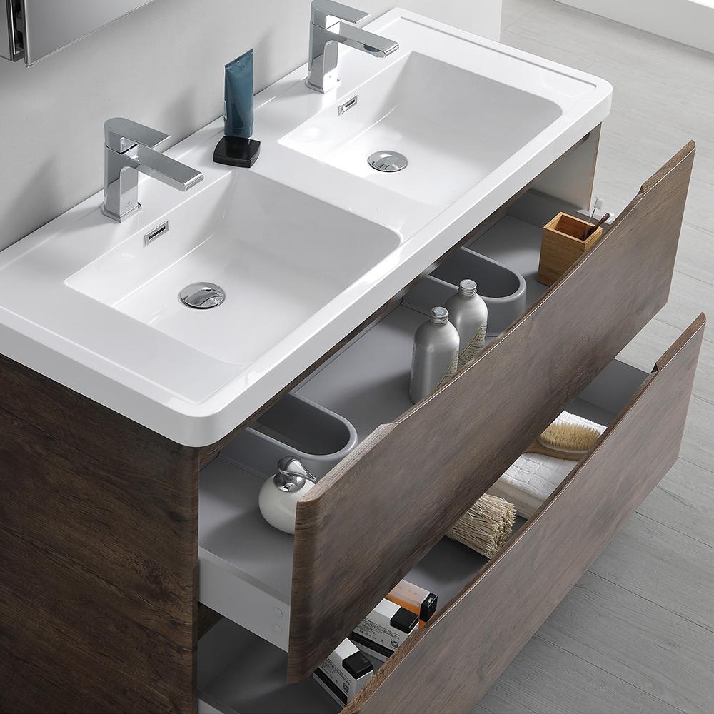 Fresca Tuscany 48" Standing Double Sink Modern Bathroom Vanity w/ Medicine Cabinet Vanity Fresca 