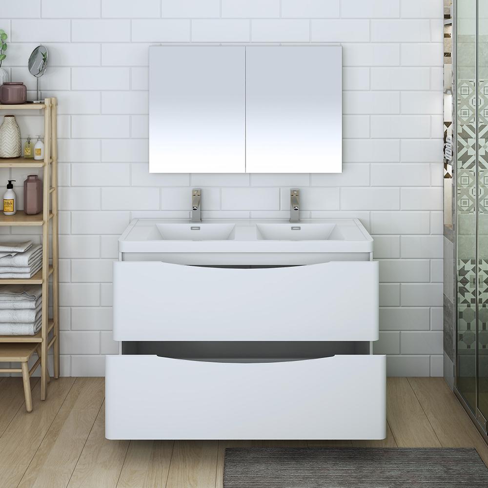 Fresca Tuscany 48" Standing Double Sink Modern Bathroom Vanity w/ Medicine Cabinet Vanity Fresca 