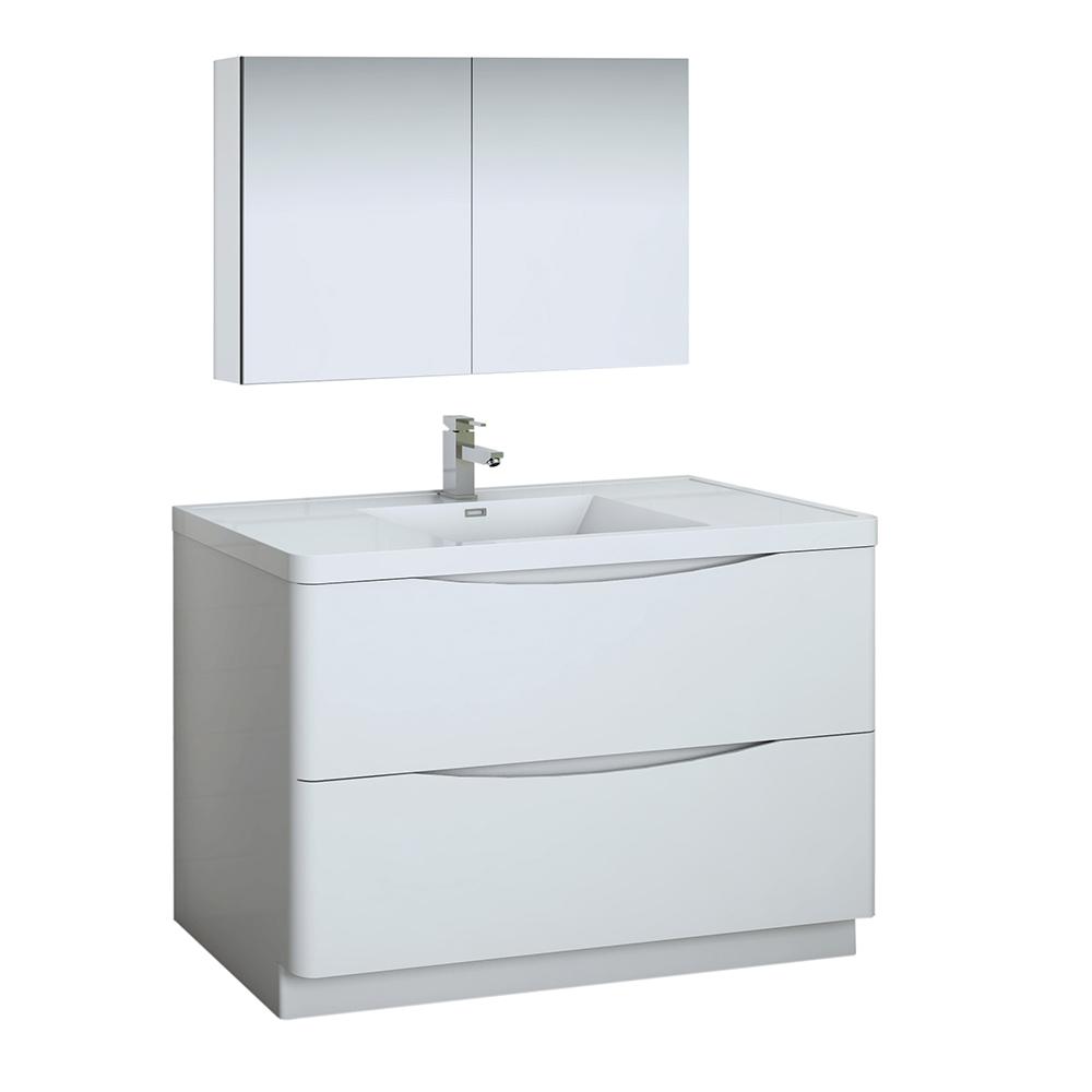 Fresca Tuscany 48" Free Standing Modern Bathroom Vanity w/ Medicine Cabinet Vanity Fresca Glossy White 