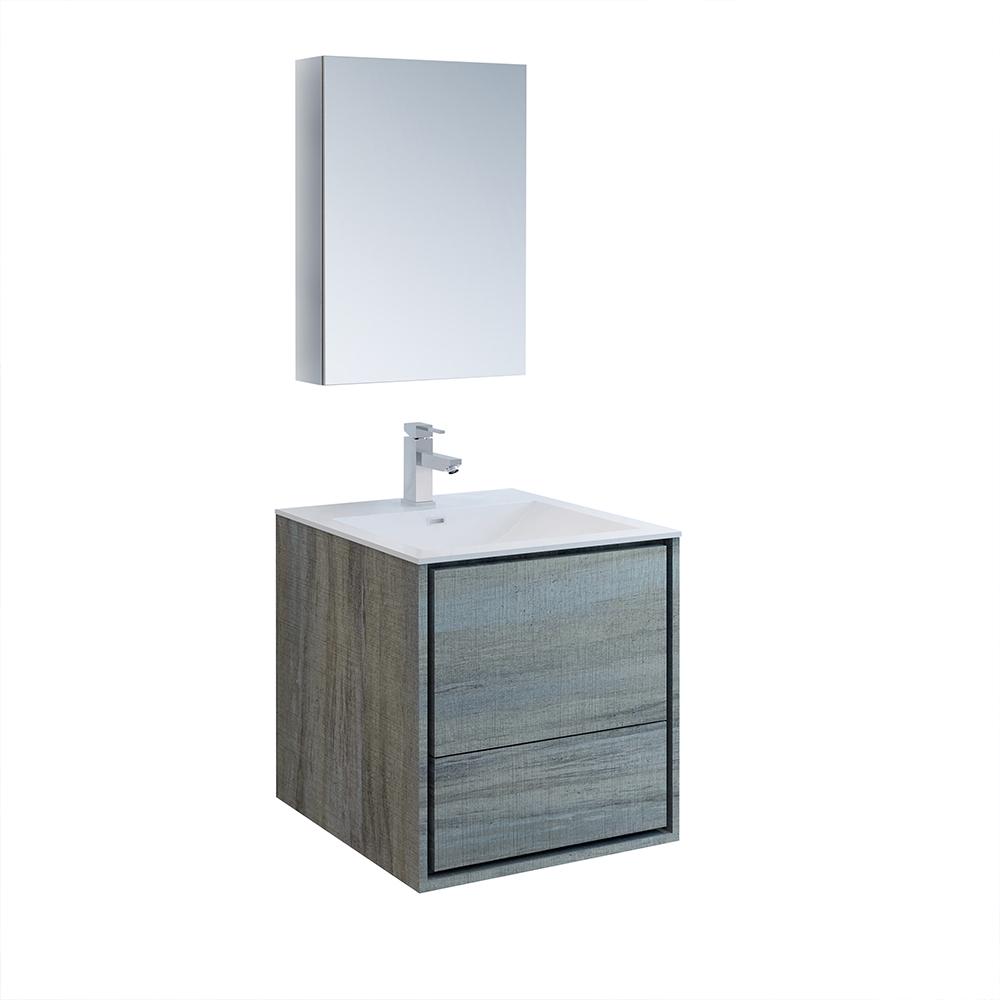 Fresca Catania 24" Wall Hung Modern Bathroom Vanity w/ Medicine Cabinet Vanity Fresca Ocean Gray 