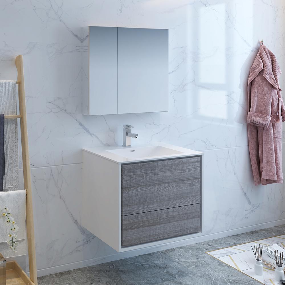 Fresca Catania 30" Wall Hung Modern Bathroom Vanity w/ Medicine Cabinet Vanity Fresca 