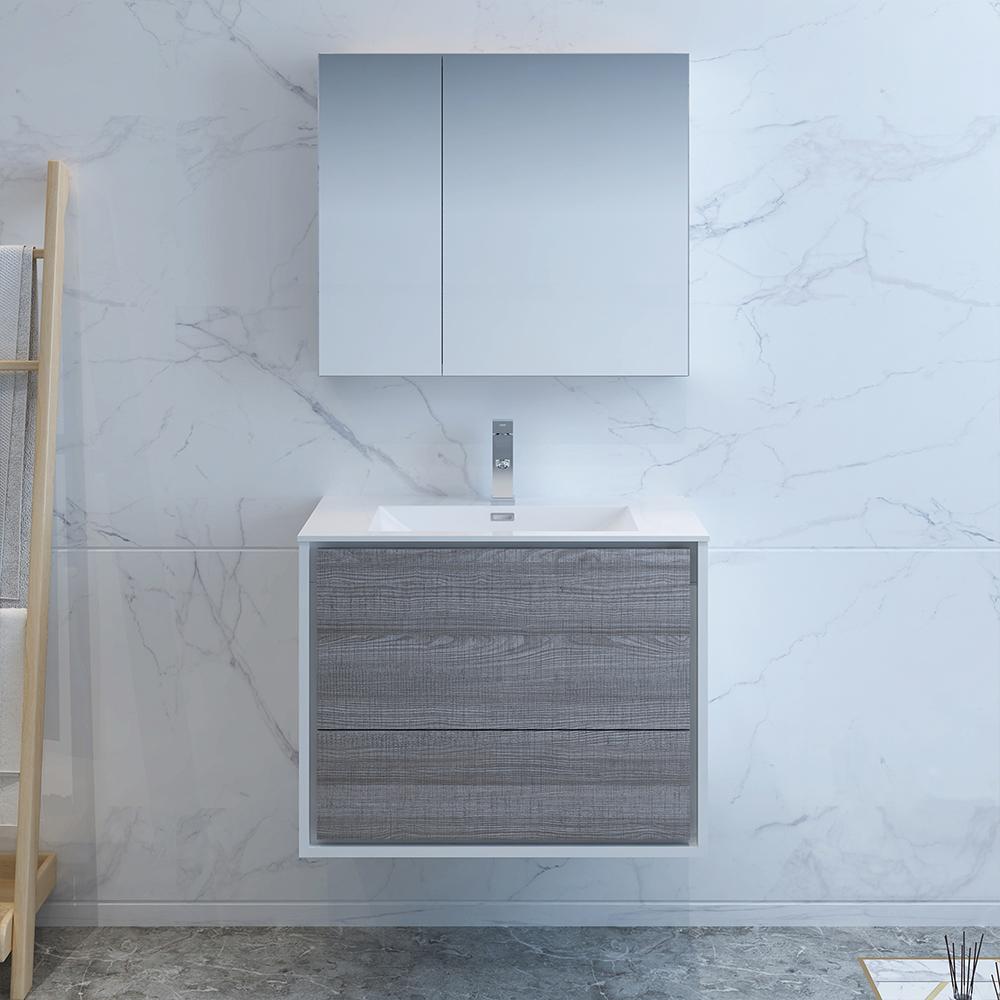 Fresca Catania 30" Wall Hung Modern Bathroom Vanity w/ Medicine Cabinet Vanity Fresca 
