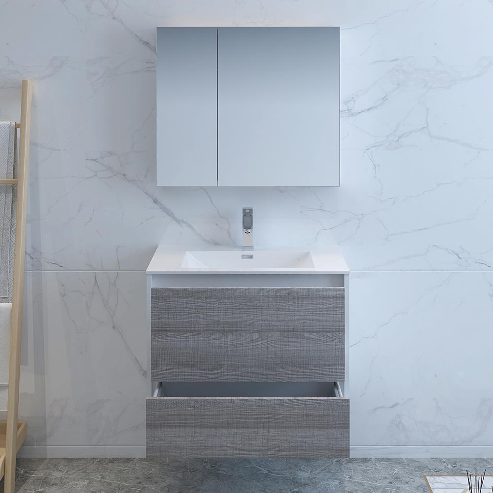 Fresca Catania 30" Wall Hung Modern Bathroom Vanity w/ Medicine Cabinet Vanity Fresca 