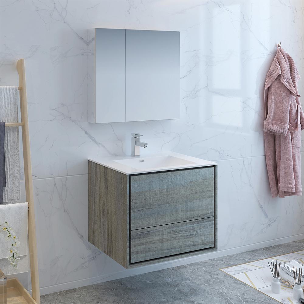 Fresca Catania 30" Wall Hung Modern Bathroom Vanity w/ Medicine Cabinet Vanity Fresca 