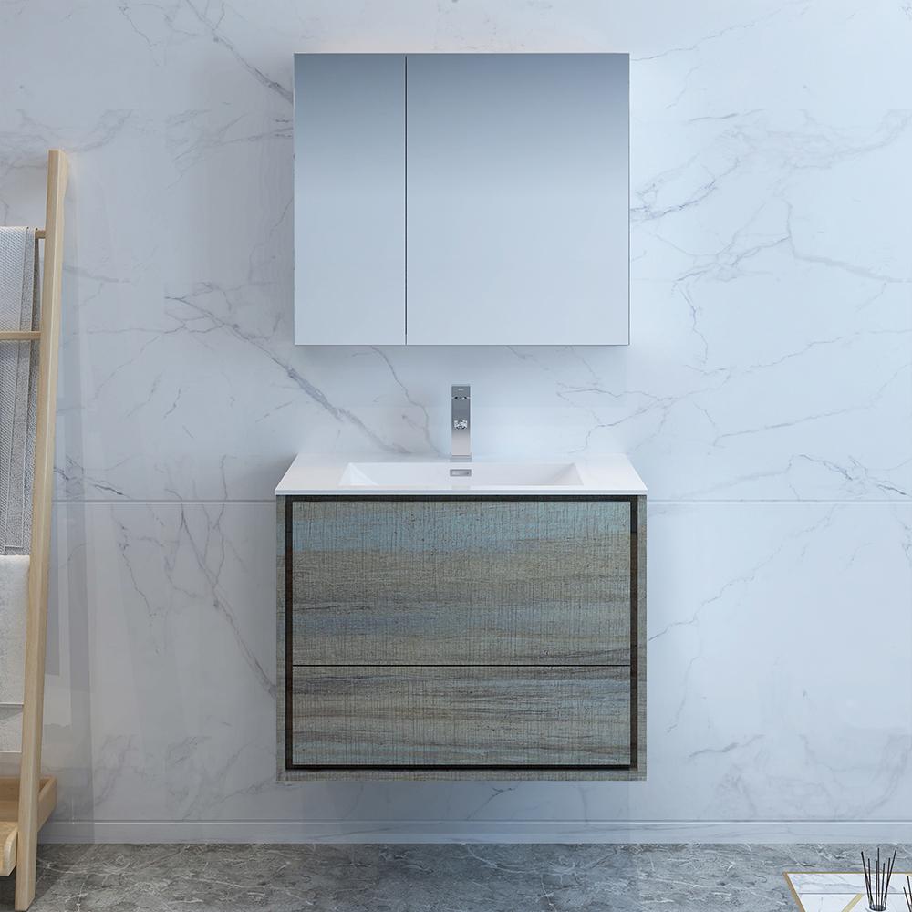 Fresca Catania 30" Wall Hung Modern Bathroom Vanity w/ Medicine Cabinet Vanity Fresca 