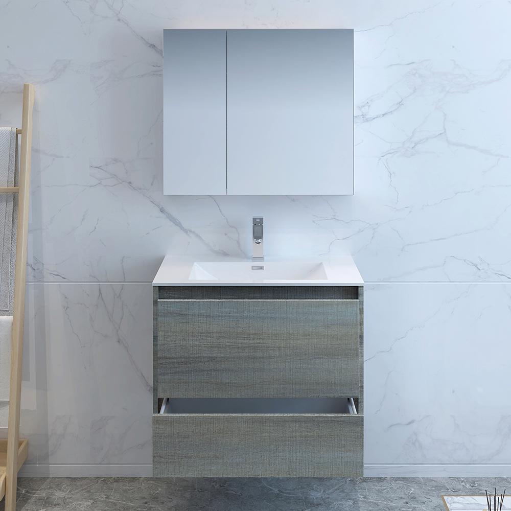 Fresca Catania 30" Wall Hung Modern Bathroom Vanity w/ Medicine Cabinet Vanity Fresca 