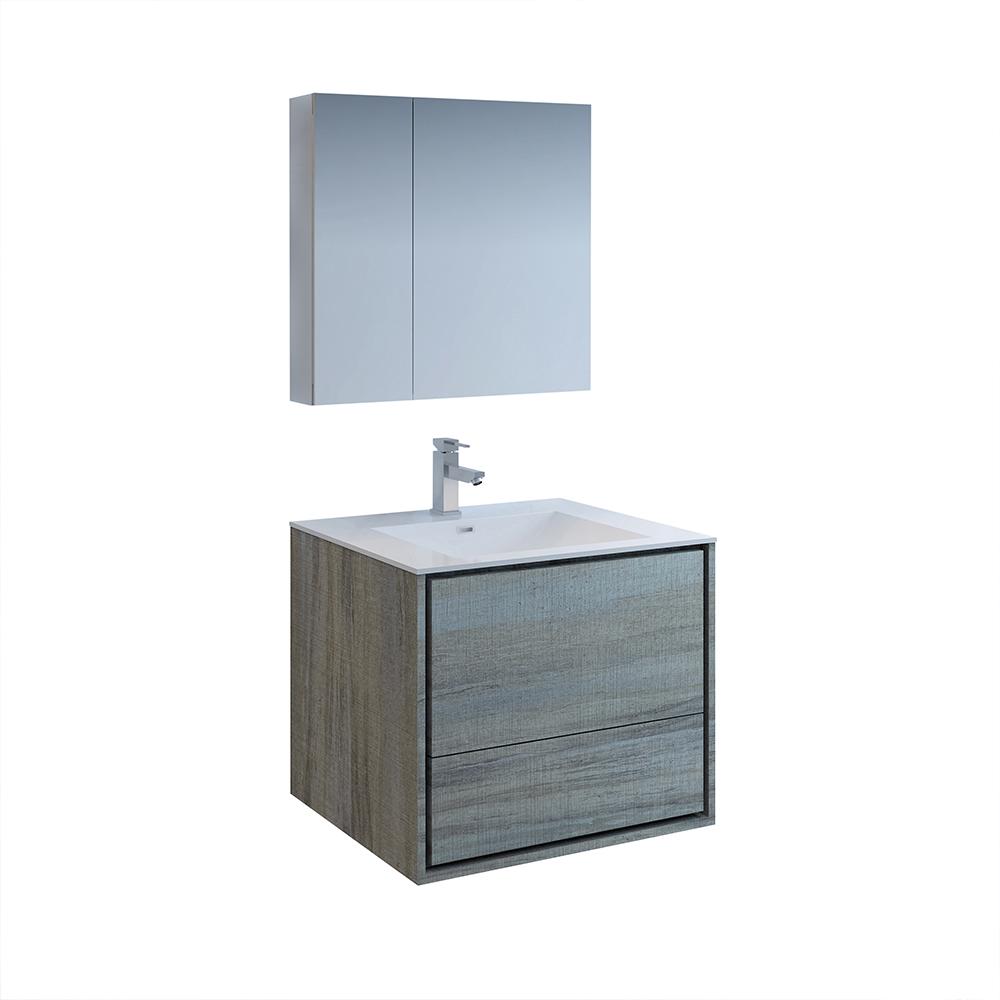 Fresca Catania 30" Wall Hung Modern Bathroom Vanity w/ Medicine Cabinet Vanity Fresca Ocean Gray 