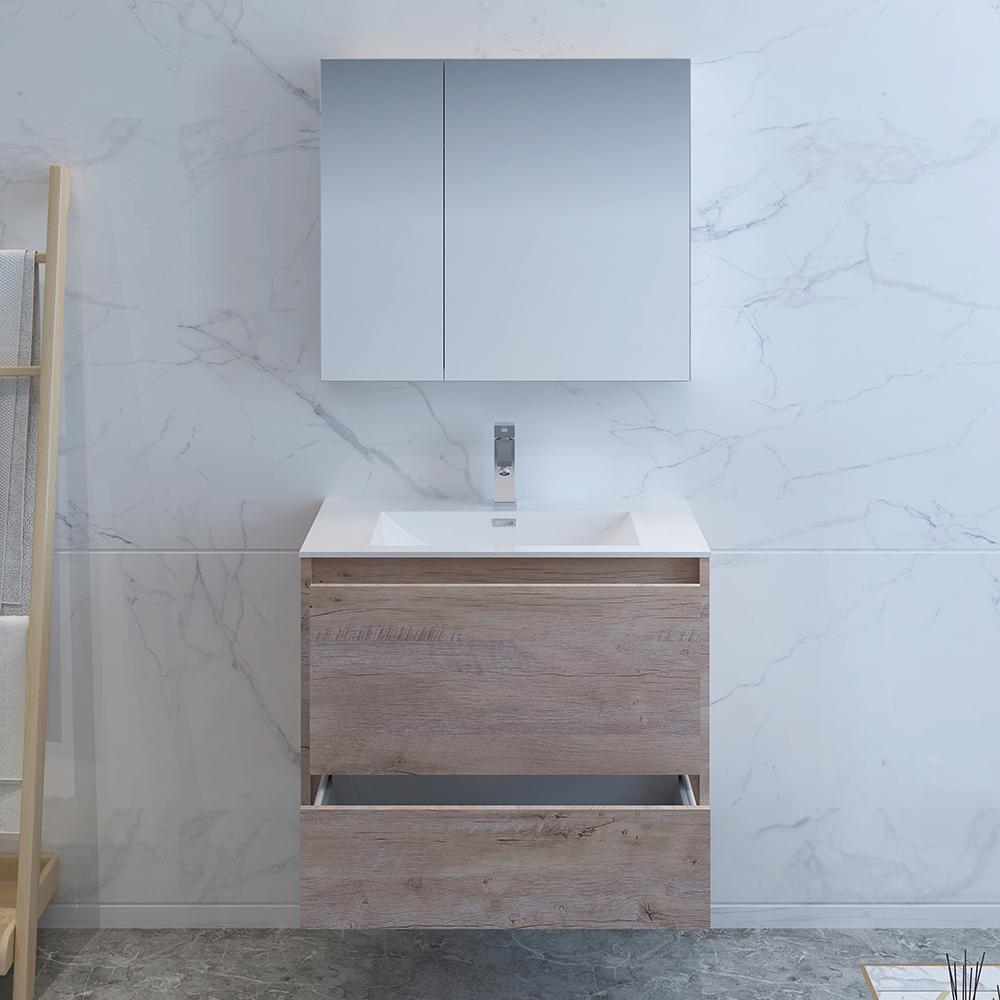 Fresca Catania 30" Wall Hung Modern Bathroom Vanity w/ Medicine Cabinet Vanity Fresca 