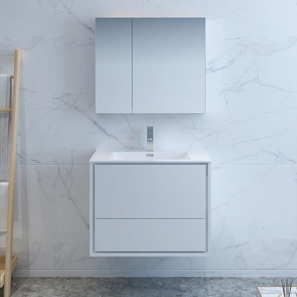 Fresca Catania 30" Wall Hung Modern Bathroom Vanity w/ Medicine Cabinet Vanity Fresca 