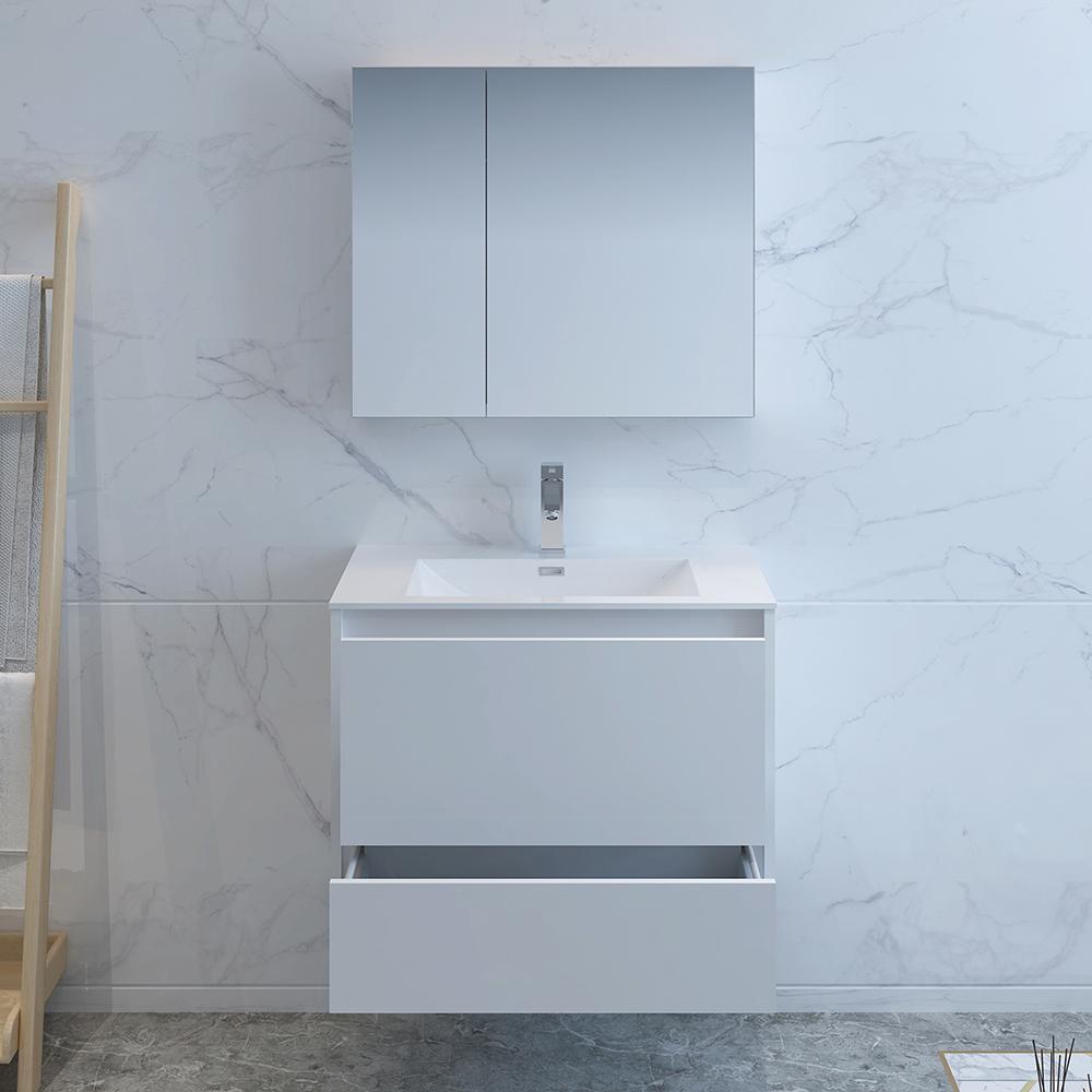 Fresca Catania 30" Wall Hung Modern Bathroom Vanity w/ Medicine Cabinet Vanity Fresca 