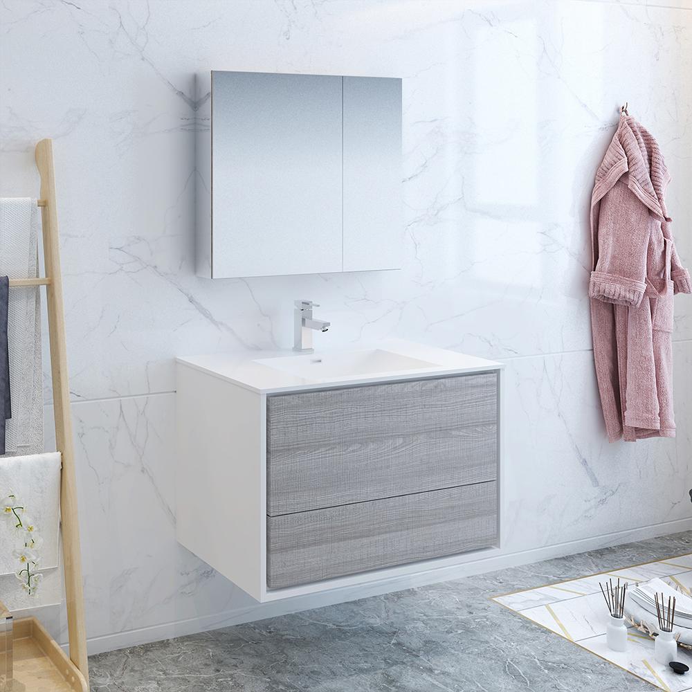 Fresca Catania 36" Wall Hung Modern Bathroom Vanity w/ Medicine Cabinet Vanity Fresca 