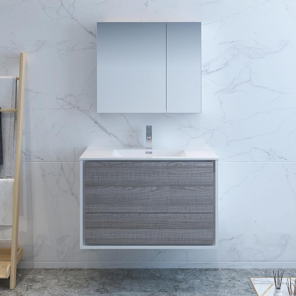 Fresca Catania 36" Wall Hung Modern Bathroom Vanity w/ Medicine Cabinet Vanity Fresca 