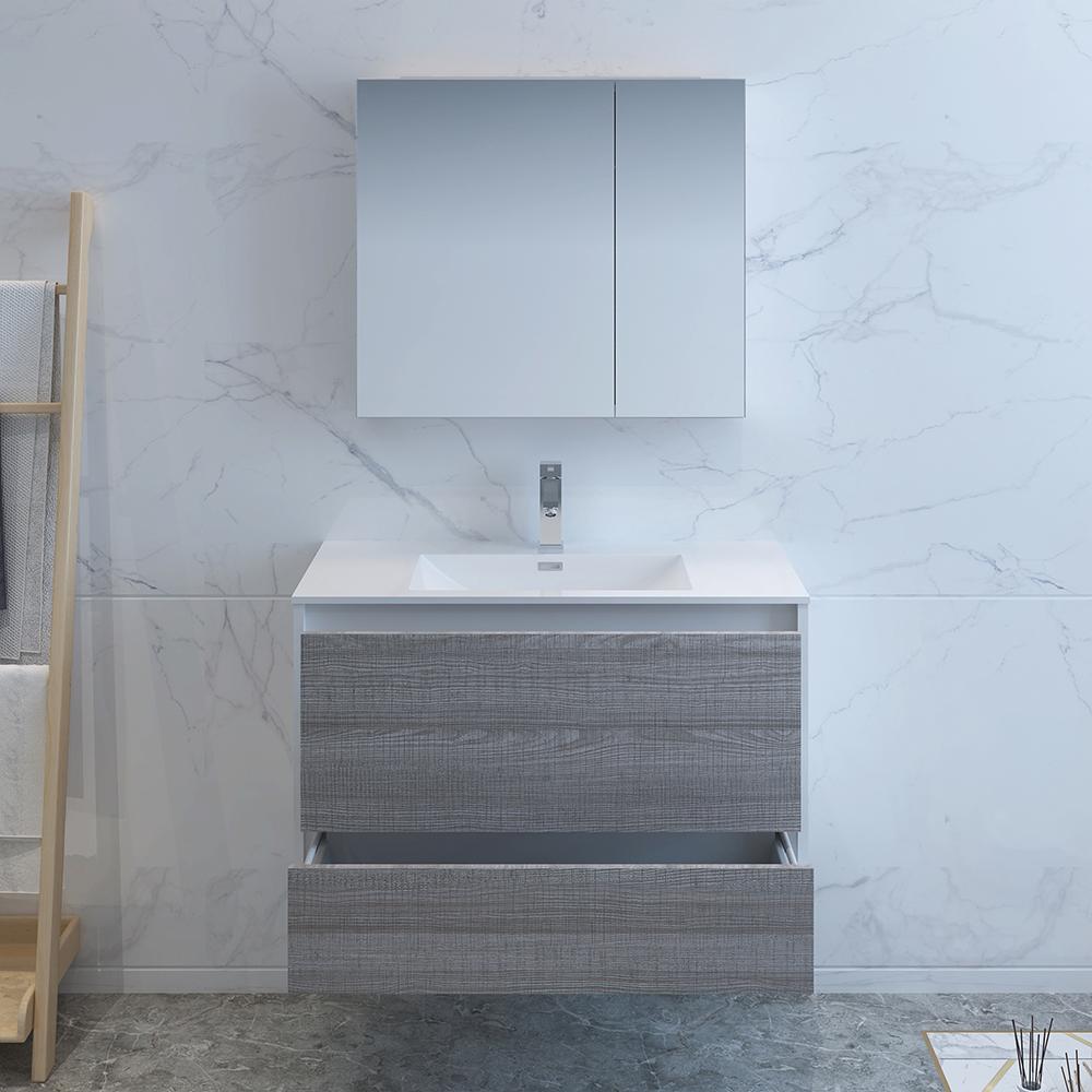 Fresca Catania 36" Wall Hung Modern Bathroom Vanity w/ Medicine Cabinet Vanity Fresca 