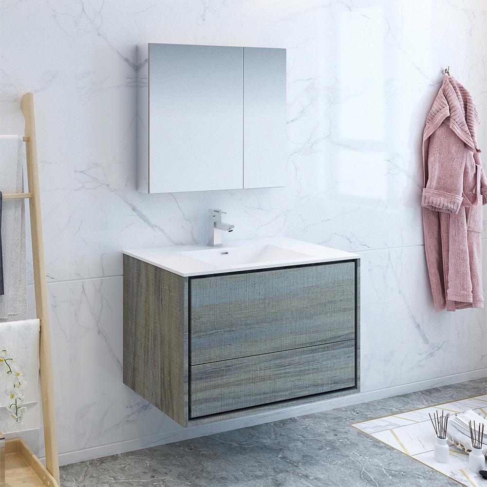 Fresca Catania 36" Wall Hung Modern Bathroom Vanity w/ Medicine Cabinet Vanity Fresca 