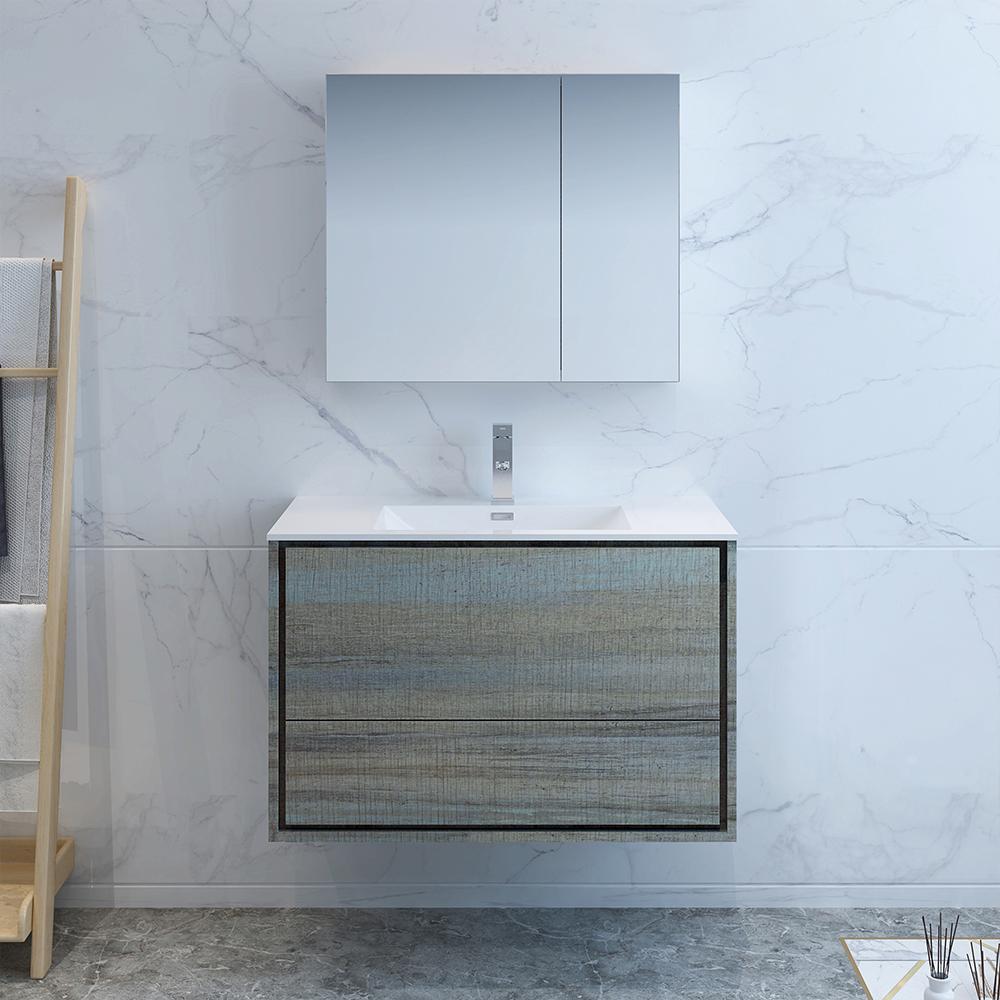 Fresca Catania 36" Wall Hung Modern Bathroom Vanity w/ Medicine Cabinet Vanity Fresca 