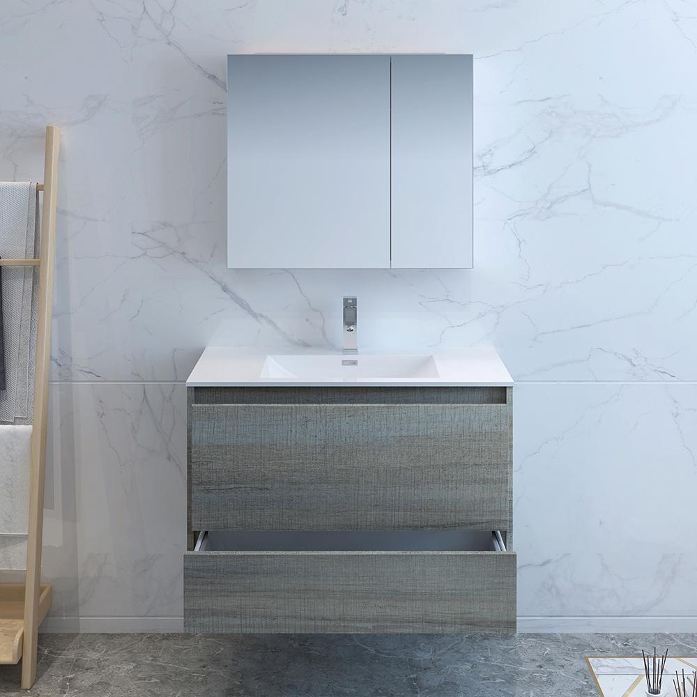Fresca Catania 36" Wall Hung Modern Bathroom Vanity w/ Medicine Cabinet Vanity Fresca 