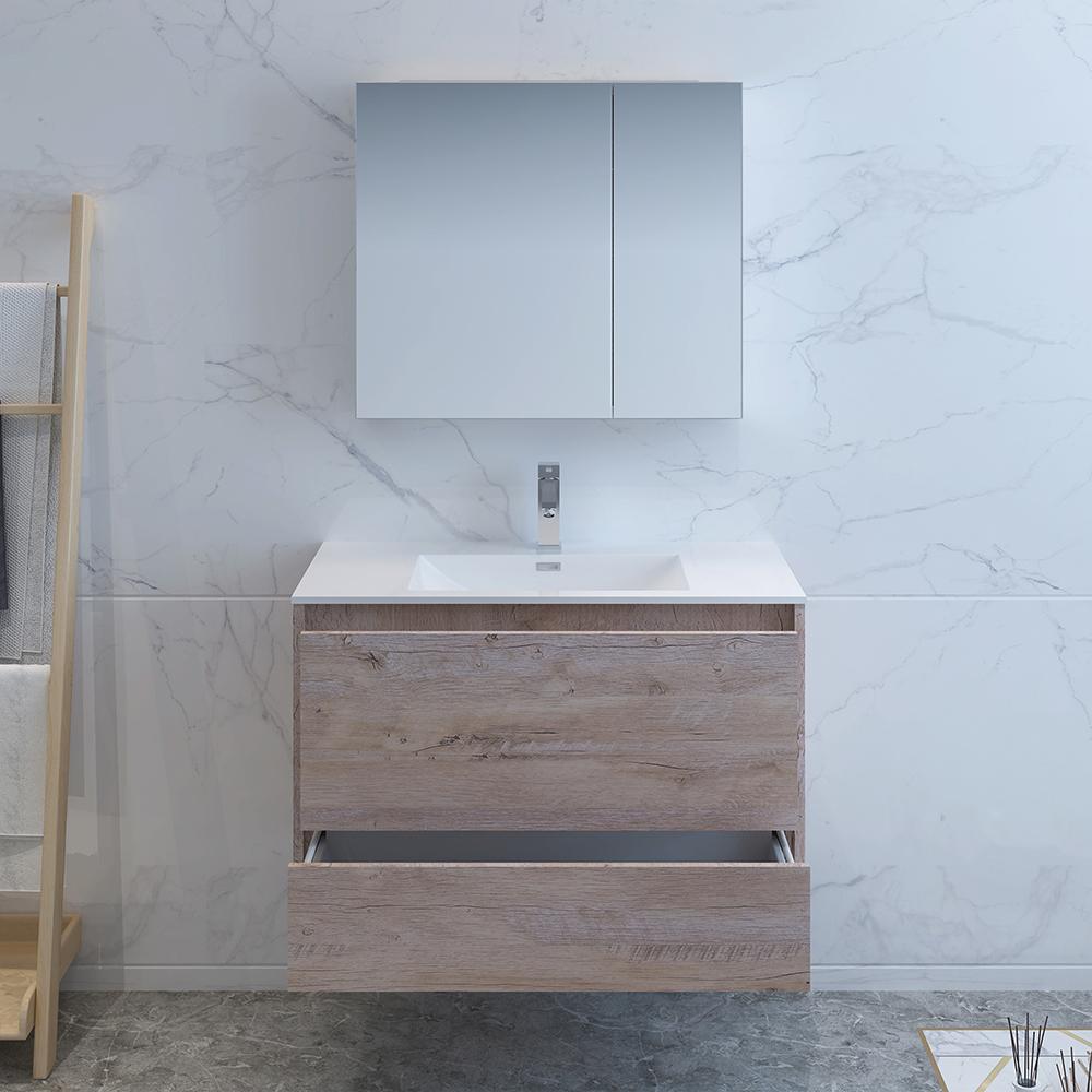 Fresca Catania 36" Wall Hung Modern Bathroom Vanity w/ Medicine Cabinet Vanity Fresca 