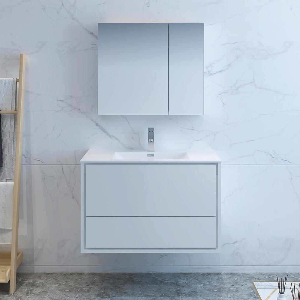 Fresca Catania 36" Wall Hung Modern Bathroom Vanity w/ Medicine Cabinet Vanity Fresca 