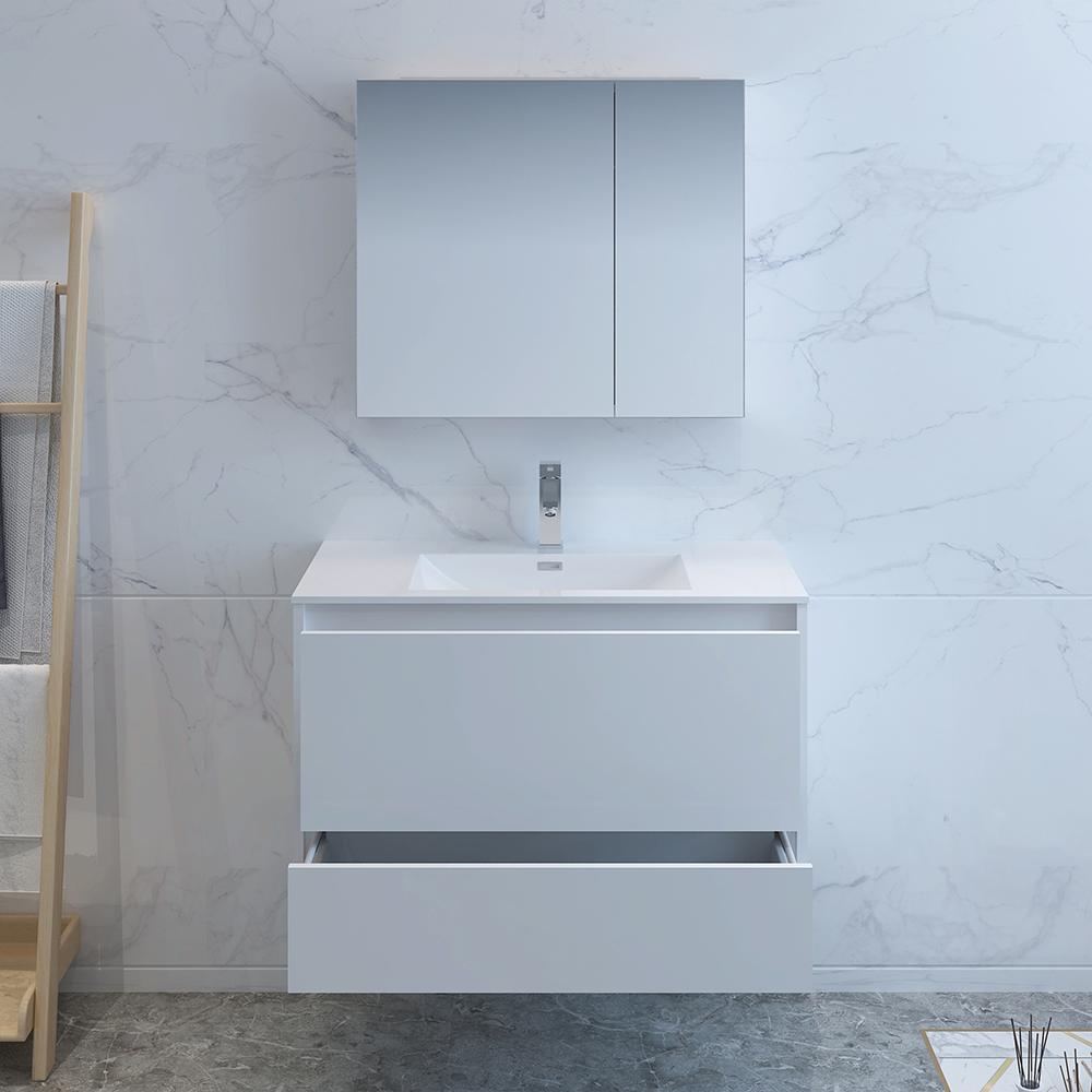 Fresca Catania 36" Wall Hung Modern Bathroom Vanity w/ Medicine Cabinet Vanity Fresca 