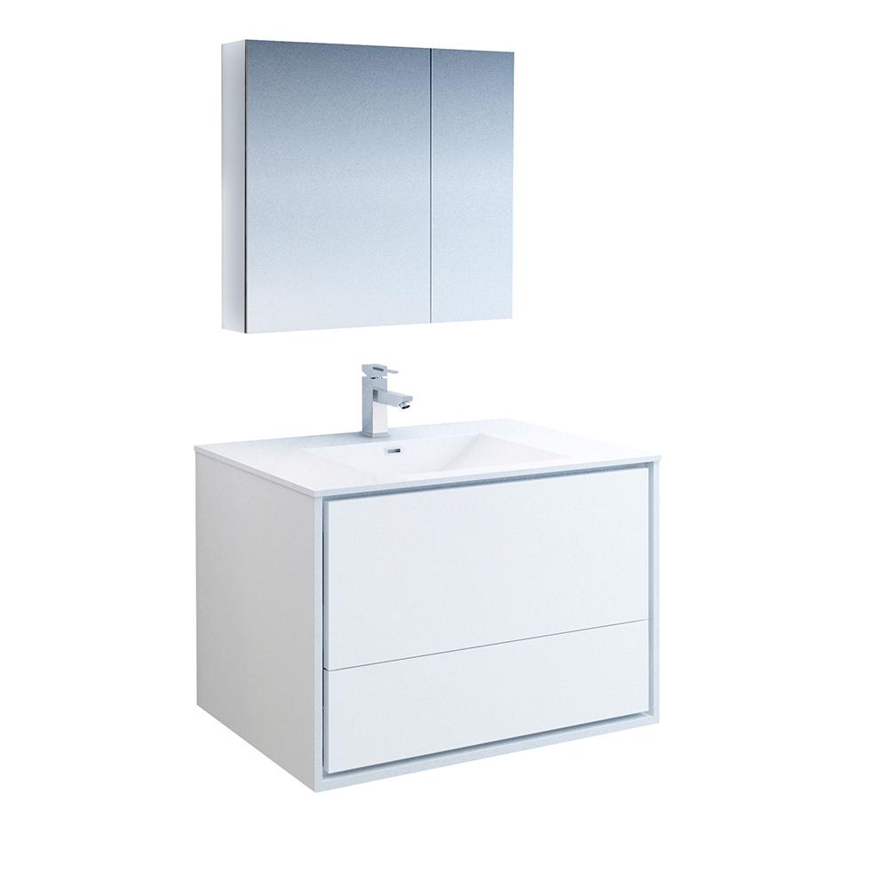 Fresca Catania 36" Wall Hung Modern Bathroom Vanity w/ Medicine Cabinet Vanity Fresca 