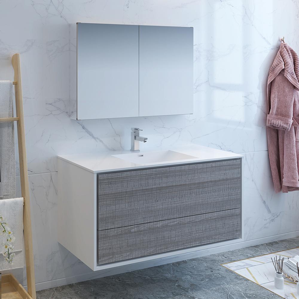 Fresca Catania 48" Wall Hung Modern Bathroom Vanity w/ Medicine Cabinet Vanity Fresca 