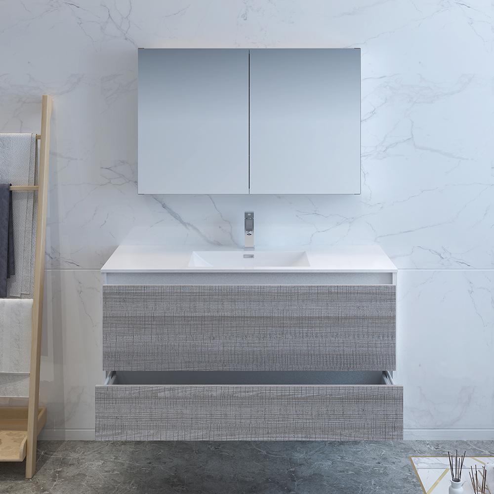 Fresca Catania 48" Wall Hung Modern Bathroom Vanity w/ Medicine Cabinet Vanity Fresca 