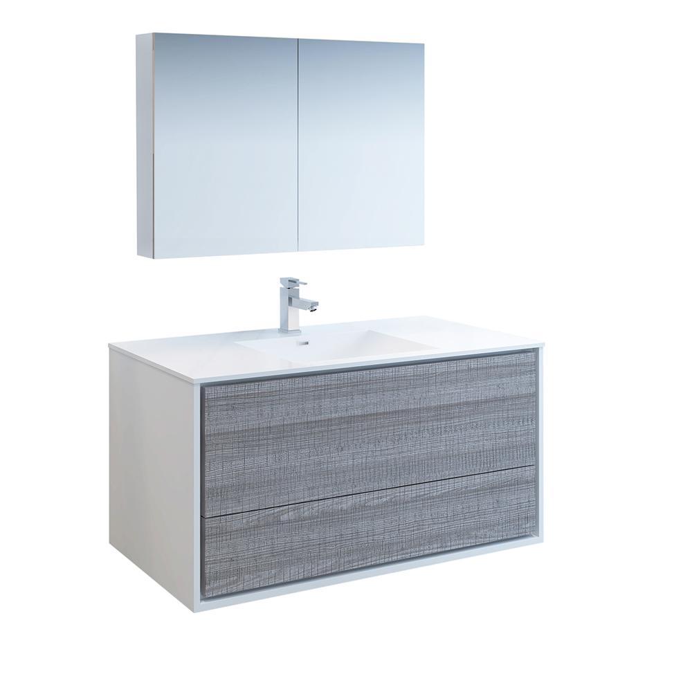 Fresca Catania 48" Wall Hung Modern Bathroom Vanity w/ Medicine Cabinet Vanity Fresca Glossy Ash Gray 