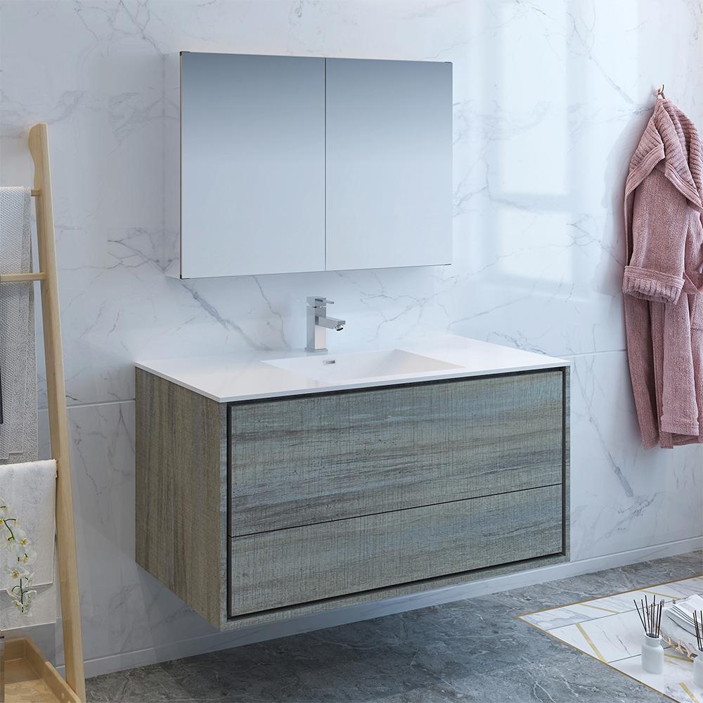 Fresca Catania 48" Wall Hung Modern Bathroom Vanity w/ Medicine Cabinet Vanity Fresca 