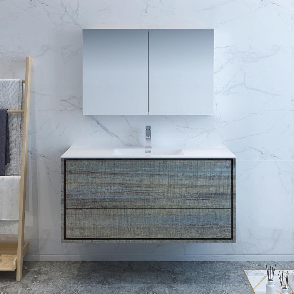 Fresca Catania 48" Wall Hung Modern Bathroom Vanity w/ Medicine Cabinet Vanity Fresca 