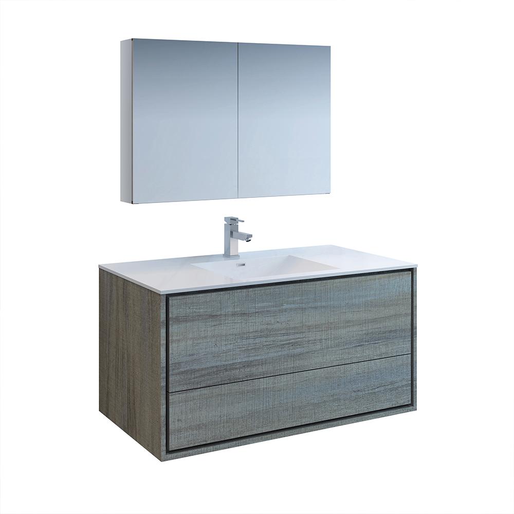 Fresca Catania 48" Wall Hung Modern Bathroom Vanity w/ Medicine Cabinet Vanity Fresca Ocean Gray 