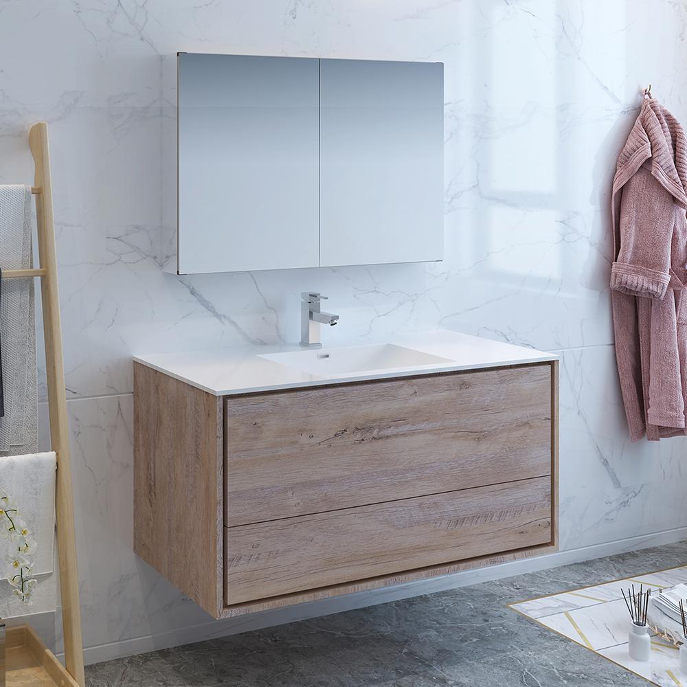 Fresca Catania 48" Wall Hung Modern Bathroom Vanity w/ Medicine Cabinet Vanity Fresca 