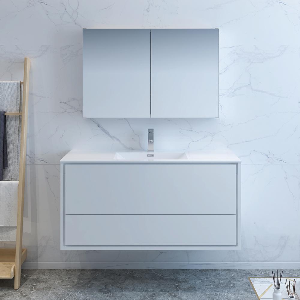 Fresca Catania 48" Wall Hung Modern Bathroom Vanity w/ Medicine Cabinet Vanity Fresca 