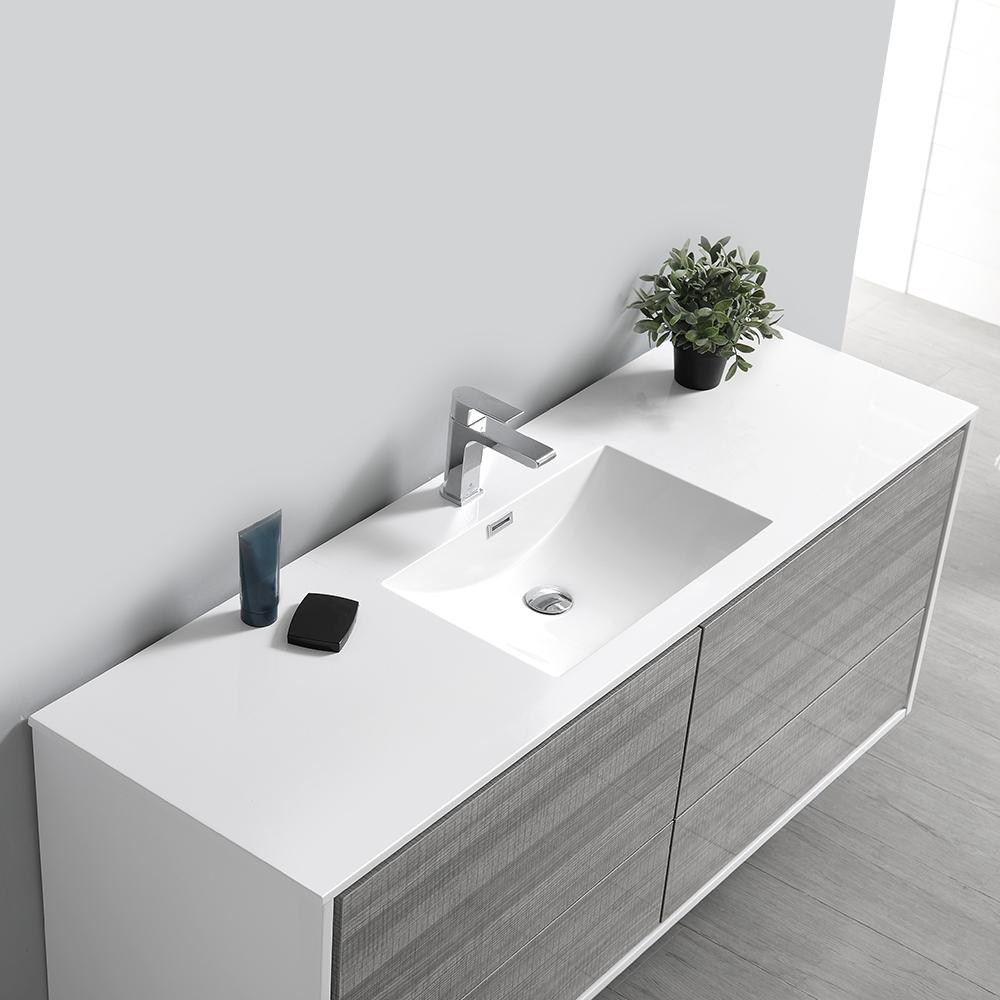 Fresca Catania 60" Wall Hung Single Sink Modern Bathroom Vanity w/ Medicine Cabinet Vanity Fresca 