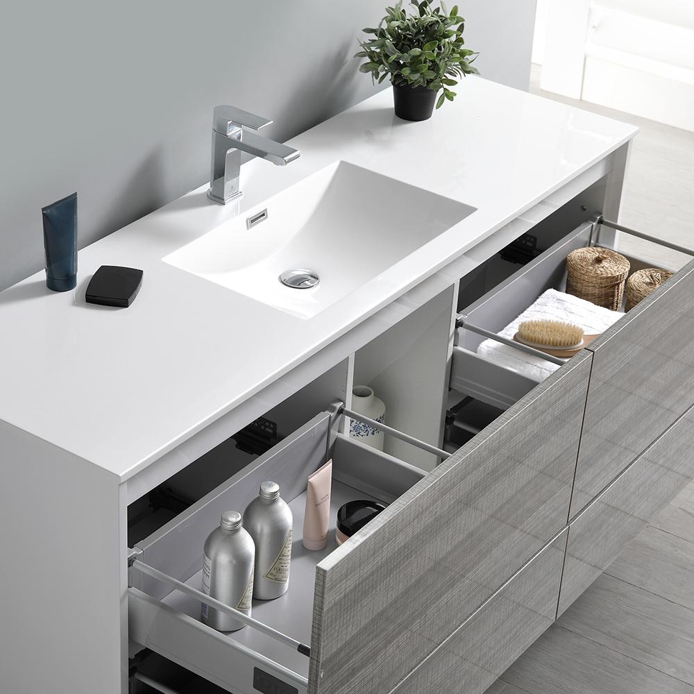 Fresca Catania 60" Wall Hung Single Sink Modern Bathroom Vanity w/ Medicine Cabinet Vanity Fresca 