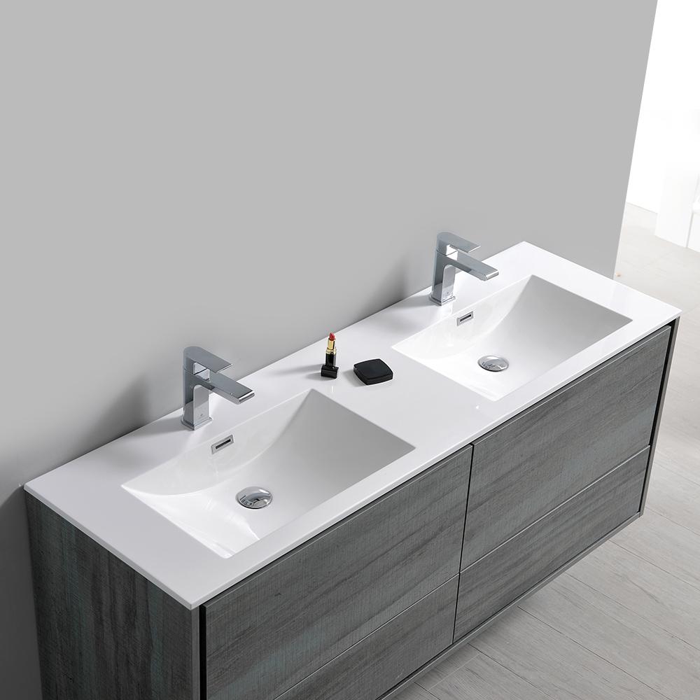 Fresca Catania 60" Wall Hung Double Sink Modern Bathroom Vanity w/ Medicine Cabinet Vanity Fresca 